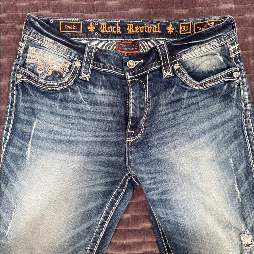 Rock Revival Distressed Indigo Skinny Jeans